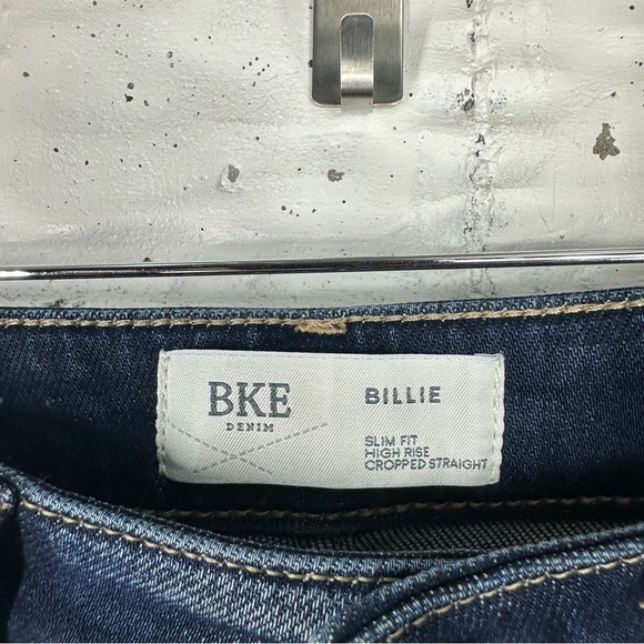 BKE 31 X 28 Billie Slim High Rise Crop Straight Dark Wash Raw Hem Stretch Jeans - Picture 9 of 9